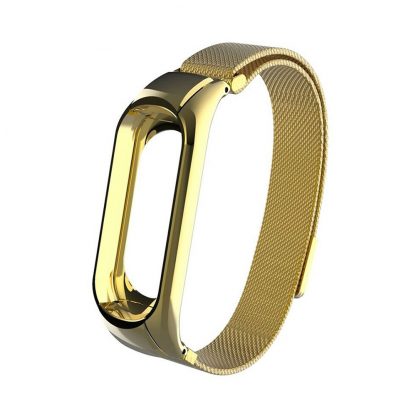 Миланский сетчатый браслет для Xiaomi Mi Band 3/4 Gold (магнитный замок) - 1